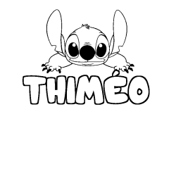 Coloring page first name THIMÉO - Stitch background