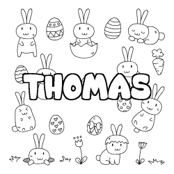 Coloring page first name THOMAS - Easter background