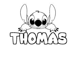 Coloring page first name THOMAS - Stitch background