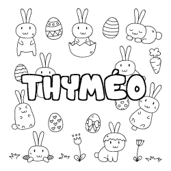 Coloring page first name THYMÉO - Easter background