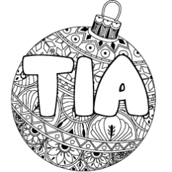 Coloring page first name TIA - Christmas tree bulb background