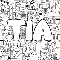 Coloring page first name TIA - City background