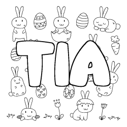 Coloring page first name TIA - Easter background
