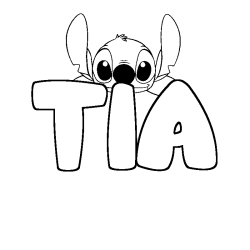Coloring page first name TIA - Stitch background