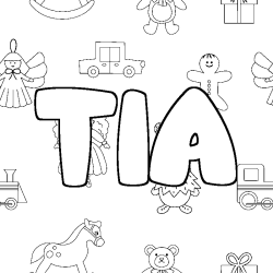 Coloring page first name TIA - Toys background