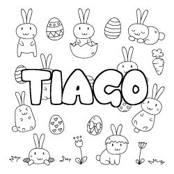 Coloring page first name TIAGO - Easter background