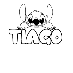 Coloring page first name TIAGO - Stitch background