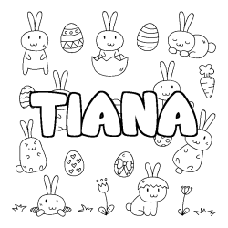 Coloring page first name TIANA - Easter background