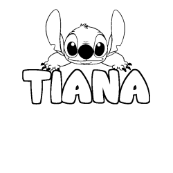 Coloring page first name TIANA - Stitch background