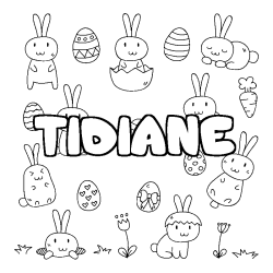 Coloring page first name TIDIANE - Easter background