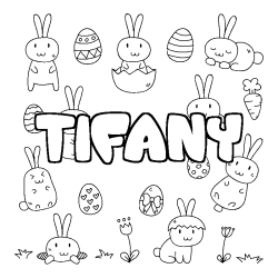 Coloring page first name TIFANY - Easter background