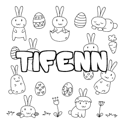 Coloring page first name TIFENN - Easter background