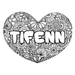 Coloring page first name TIFENN - Heart mandala background