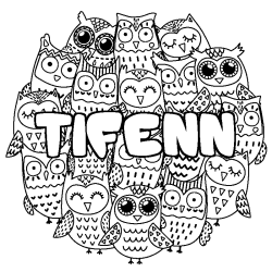 Coloring page first name TIFENN - Owls background