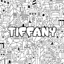 Coloring page first name TIFFANY - City background