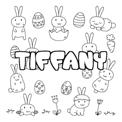 Coloring page first name TIFFANY - Easter background