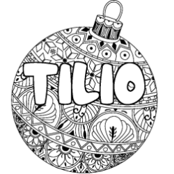 Coloring page first name TILIO - Christmas tree bulb background