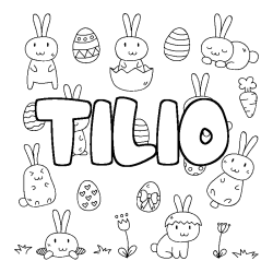 Coloring page first name TILIO - Easter background