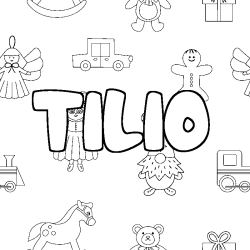 Coloring page first name TILIO - Toys background