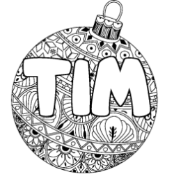 Coloring page first name TIM - Christmas tree bulb background