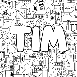 Coloring page first name TIM - City background