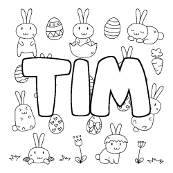 Coloring page first name TIM - Easter background