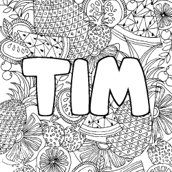 Coloring page first name TIM - Fruits mandala background