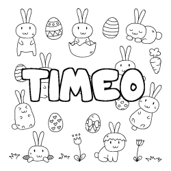 Coloring page first name TIMEO - Easter background