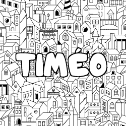 Coloring page first name TIMÉO - City background