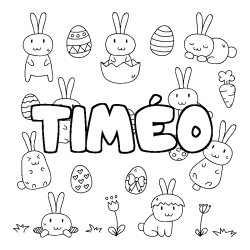 Coloring page first name TIMÉO - Easter background