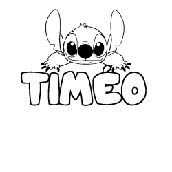Coloring page first name TIMÉO - Stitch background