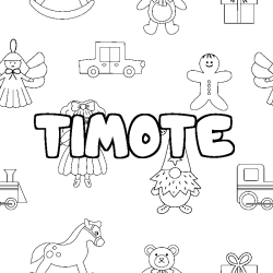 Coloring page first name TIMOTE - Toys background