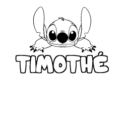 Coloring page first name TIMOTHÉ - Stitch background