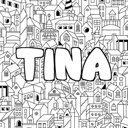 Coloring page first name TINA - City background