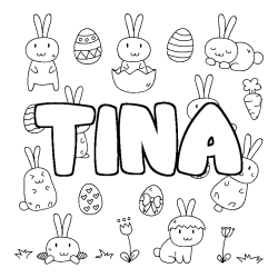 Coloring page first name TINA - Easter background
