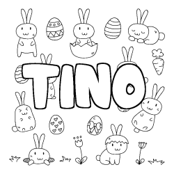 Coloring page first name TINO - Easter background