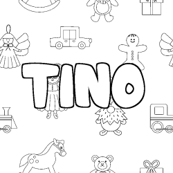 Coloring page first name TINO - Toys background