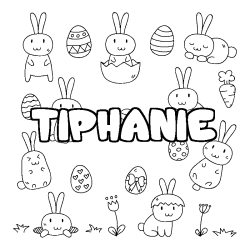 Coloring page first name TIPHANIE - Easter background