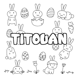 Coloring page first name TITOUAN - Easter background