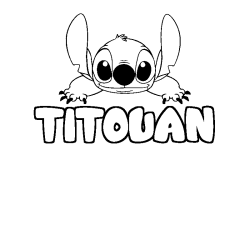 Coloring page first name TITOUAN - Stitch background