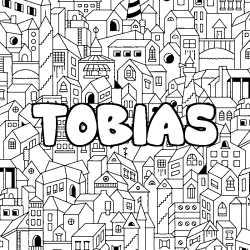 Coloring page first name TOBIAS - City background