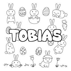 Coloring page first name TOBIAS - Easter background