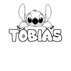 Coloring page first name TOBIAS - Stitch background