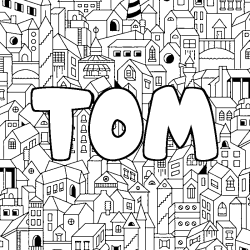 Coloring page first name TOM - City background