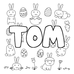 Coloring page first name TOM - Easter background