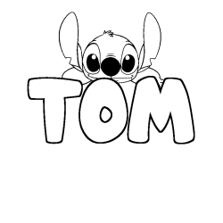 Coloring page first name TOM - Stitch background