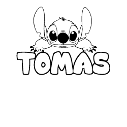 Coloring page first name TOMAS - Stitch background