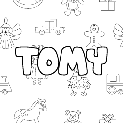 Coloring page first name TOMY - Toys background