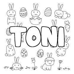 Coloring page first name TONI - Easter background