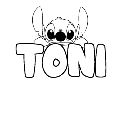 Coloring page first name TONI - Stitch background